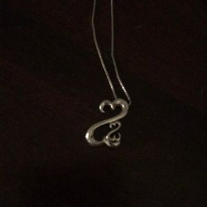 Silver Kay’s double open heart necklace